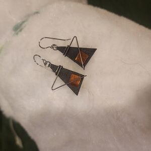 Geometric Black and Gold Earrings (From Handmade Seller In Prague On The Bridge)